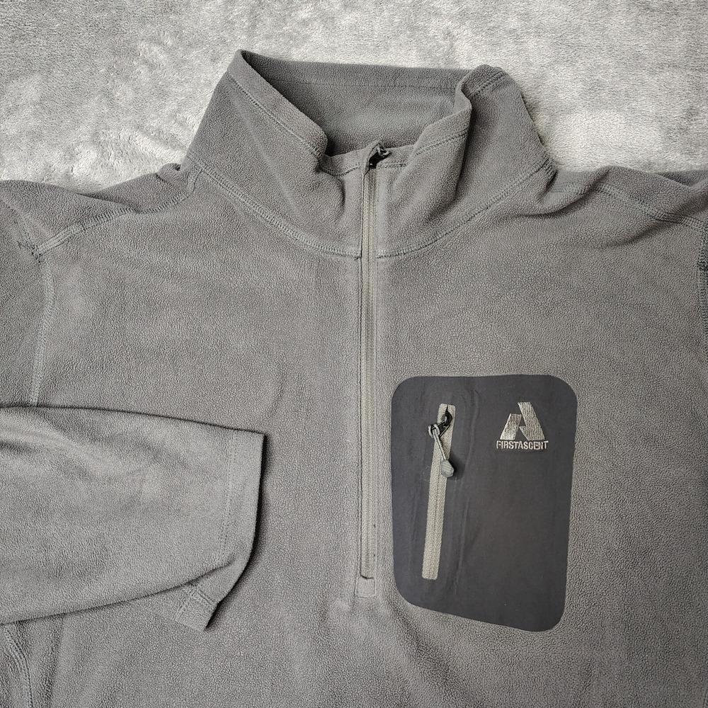 Eddie Bauer First Ascent Fleece Pullover Mens 2XL Gray Solid Quarter Zip Pocket